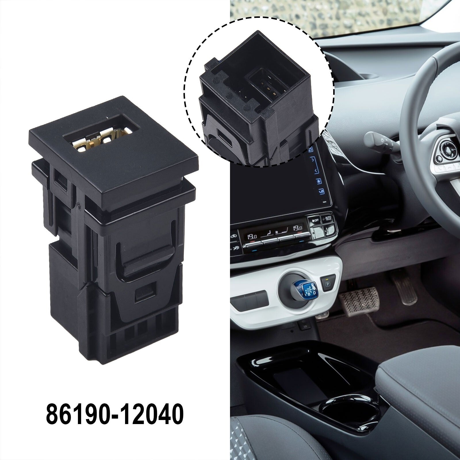 Auxiliary USB Port for Toyota For Prius For Rav4 for Sienna 2018-22 86190-12040