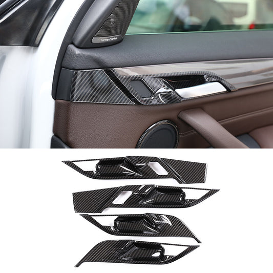 Carbon Fiber ABS Interior Door Handle Bowl Panel Cover for BMW X1 X2 F48 2016-21