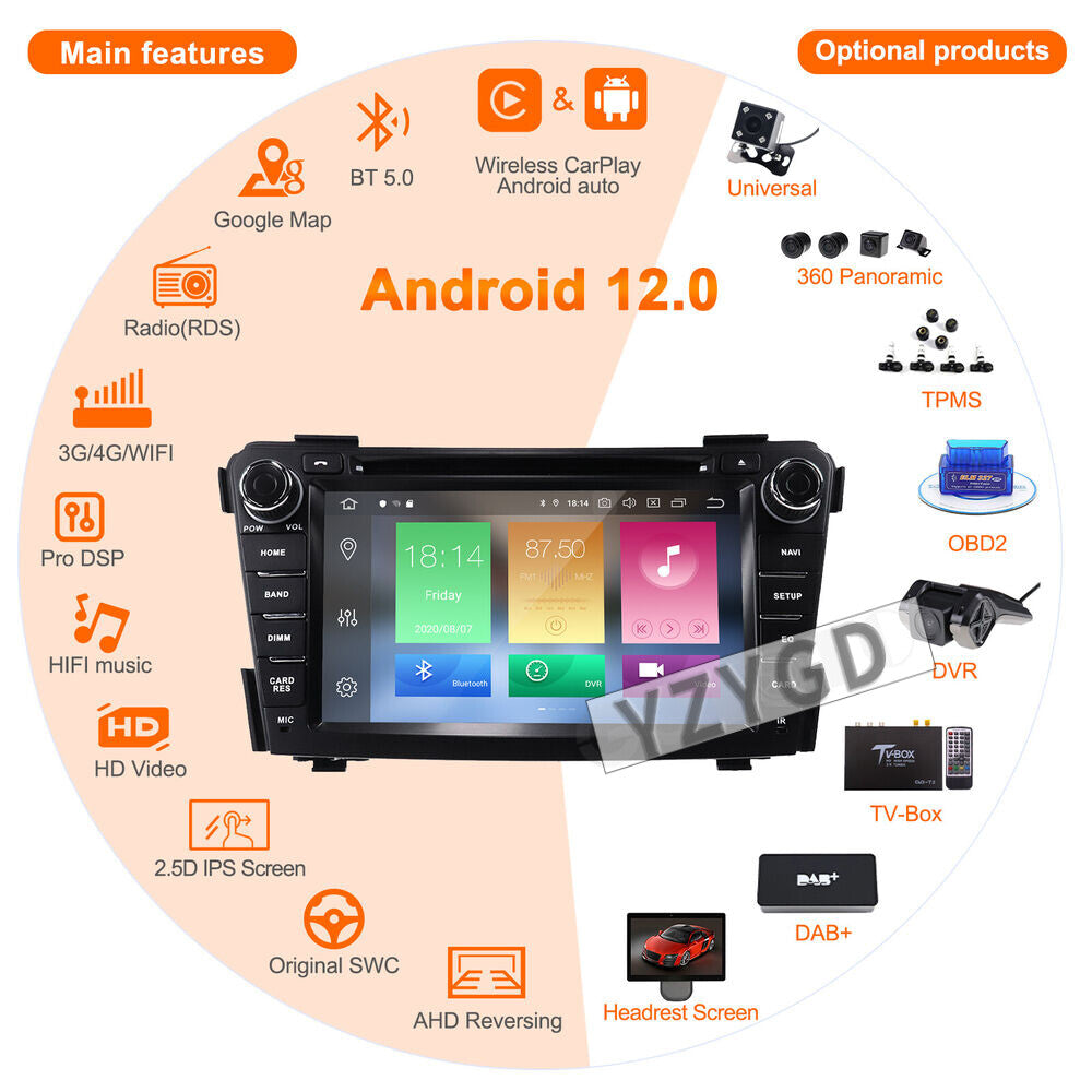 for Hyundai I40 2011-2016 CarPlay Car Stereo Radio Android GPS Navigation Screen