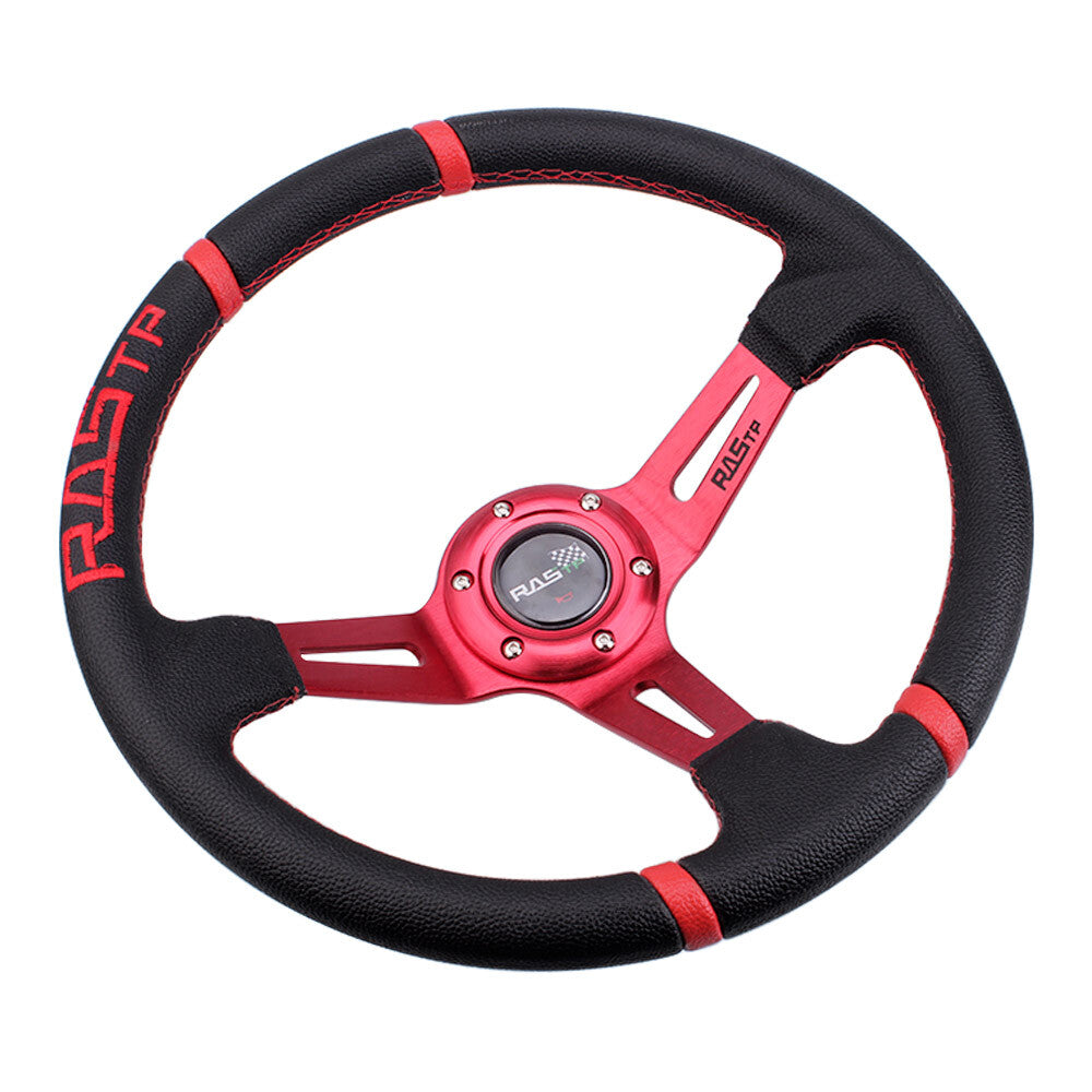 14 Suede Leather Deep Dish Drifting Modification Racing Red Steering Wheel