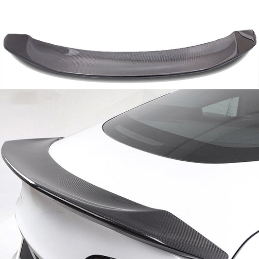 New Real Carbon Fiber V Style Rear Spoiler Wings for Tesla 2017-2024 Model 3