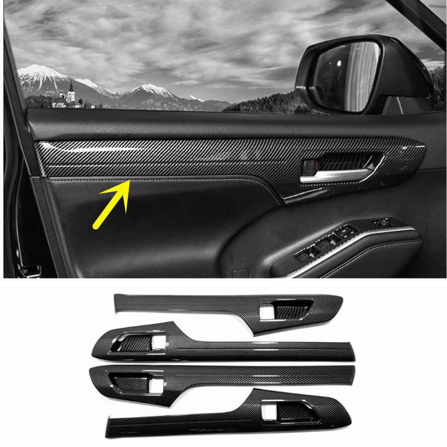 for Toyota Highlander 2020-2023 Carbon fiber Inner door bowl integral Cover Trim