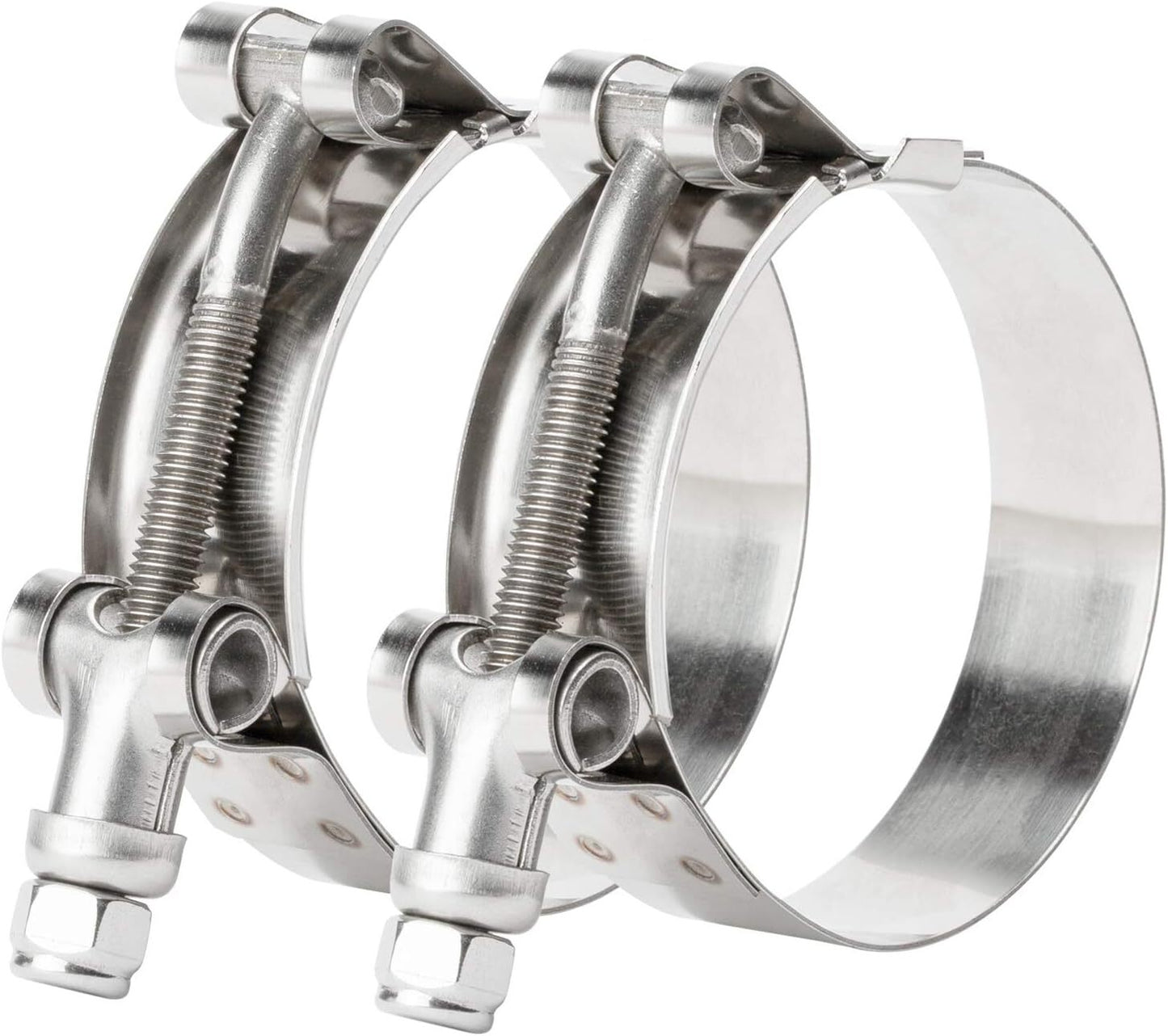 77-87 mm working range T-Bolt stainless steel clamp fits 3-inch turbo intercooler hoses.
