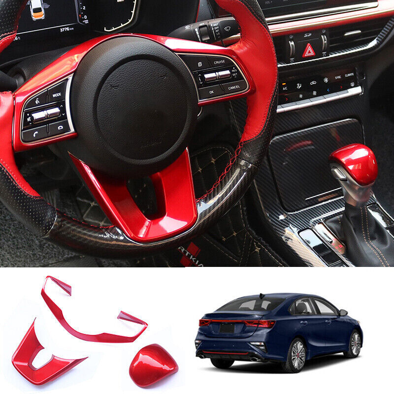 For 2019 ~2023 for KIA Forte Cerato RED Steering wheel+Gear Lever Shift Knob Cover