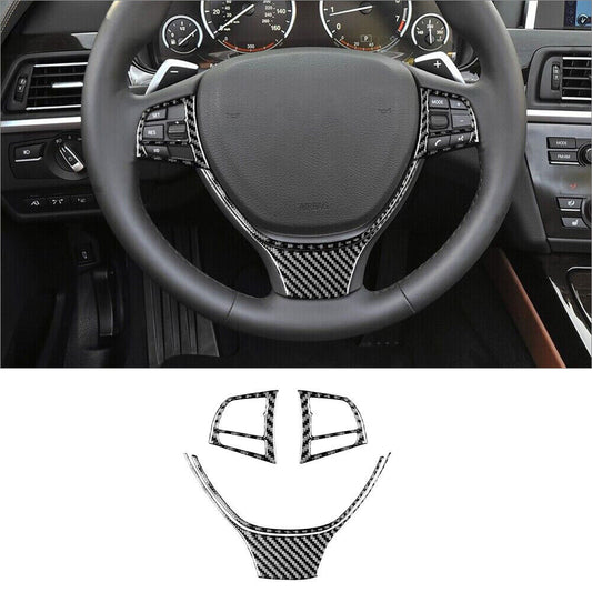 4Pcs Carbon Fiber Steering Wheel Decorative Cover Trim for BMW 6 Series F12 F13