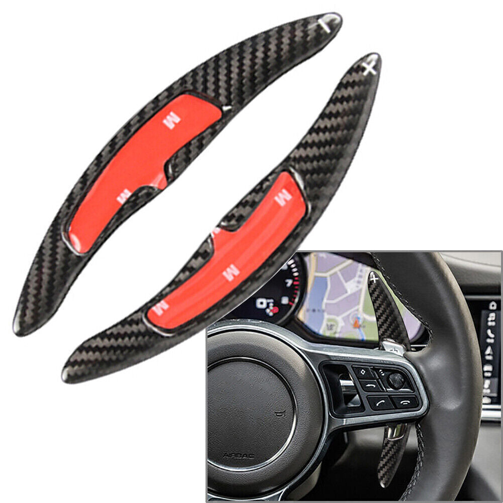 for Porsche for 911 991 718 Spyder 2x Carbon Fiber Steering Wheel Paddle Shift Fit