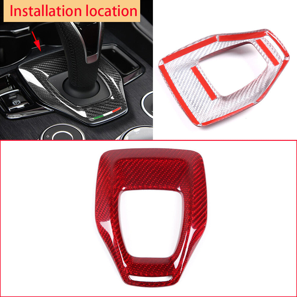 Red Carbon Fiber Gear Shift Panel Trim for Alfa Romeo Giulia / for Stelvio 2020-2022