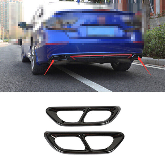 Black Rear Tail Exhaust Pipes Frame Cover Trim for Honda Accord 10th 2018-2022