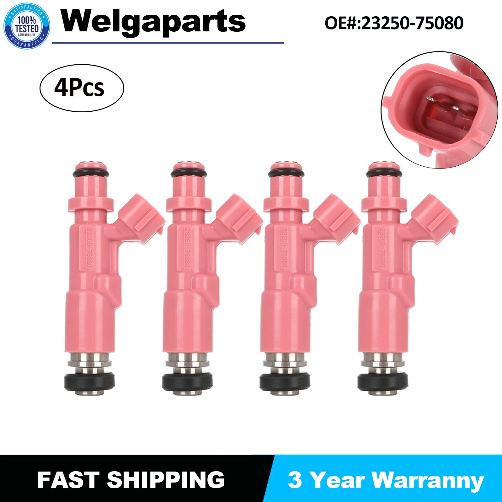 4X New for Toyota 4Runner Tacoma 2.7L 2.4L 1998-04 Fuel Injectors 23250-75080 US