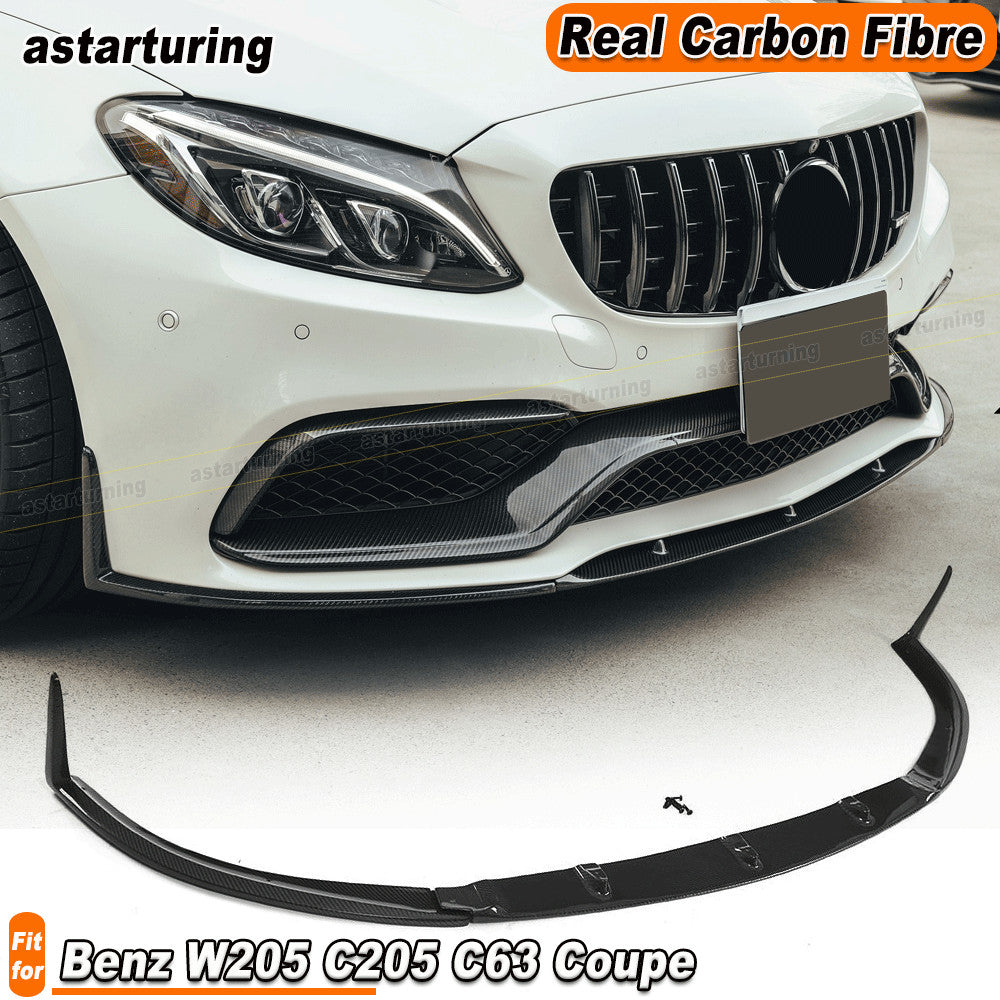 Real Carbon Front Bumper Lip for Mercedes-Benz W205 C205 Coupe C63 AMG 2015-2021