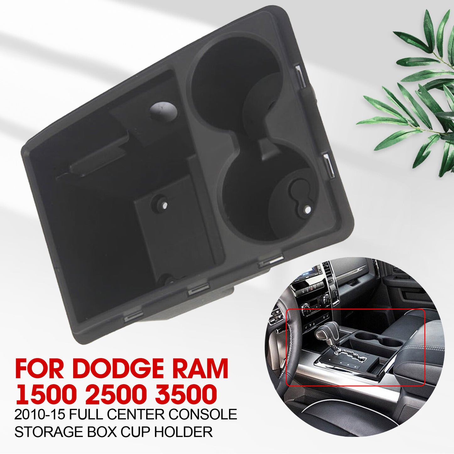 fit for Dodge for Ram 1500 2500 3500 10-15 Full Center Console Storage Box Cup Holder AT