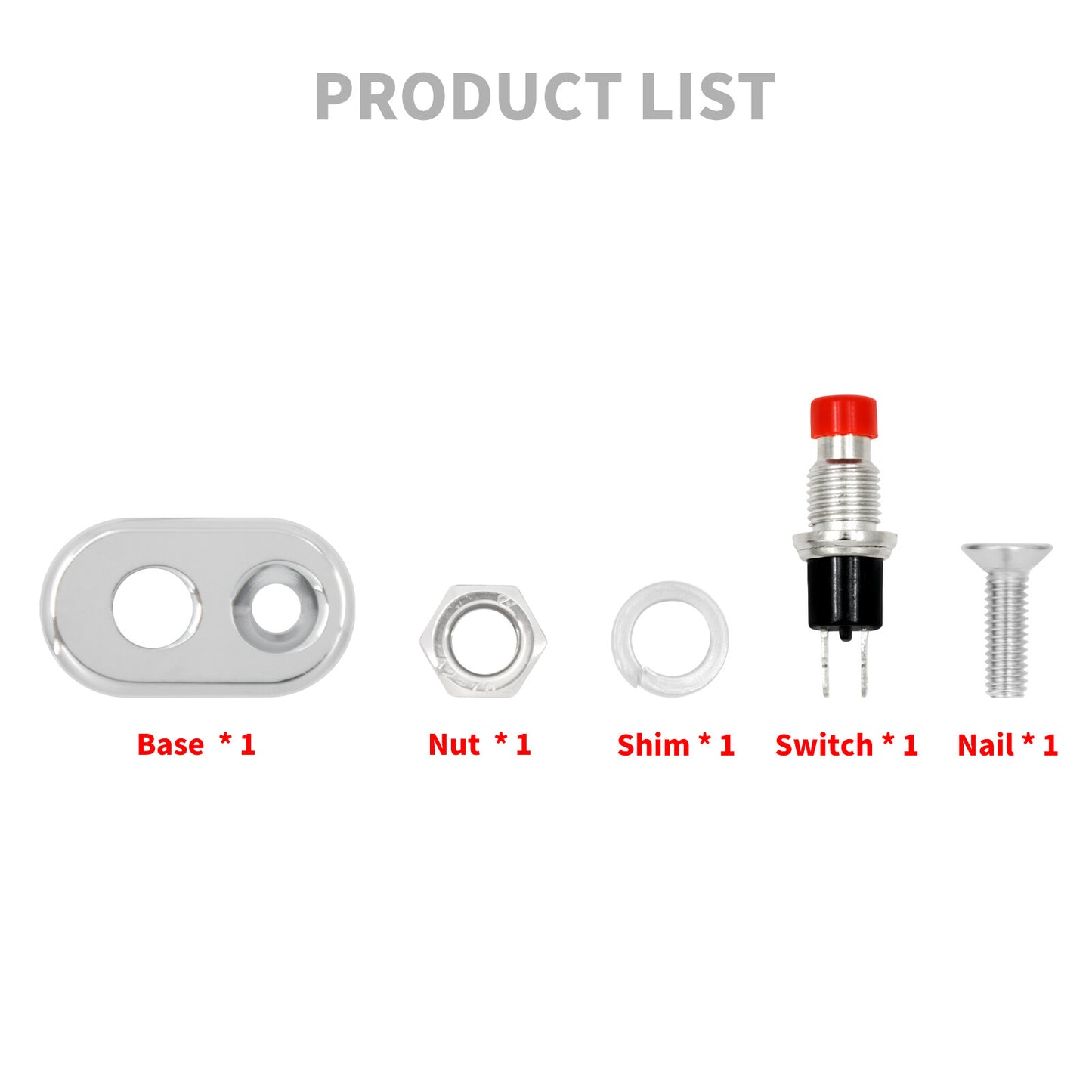 Chrome Control Momentary 1 Button Switch For Universal 1 Handlebar Motorcycle