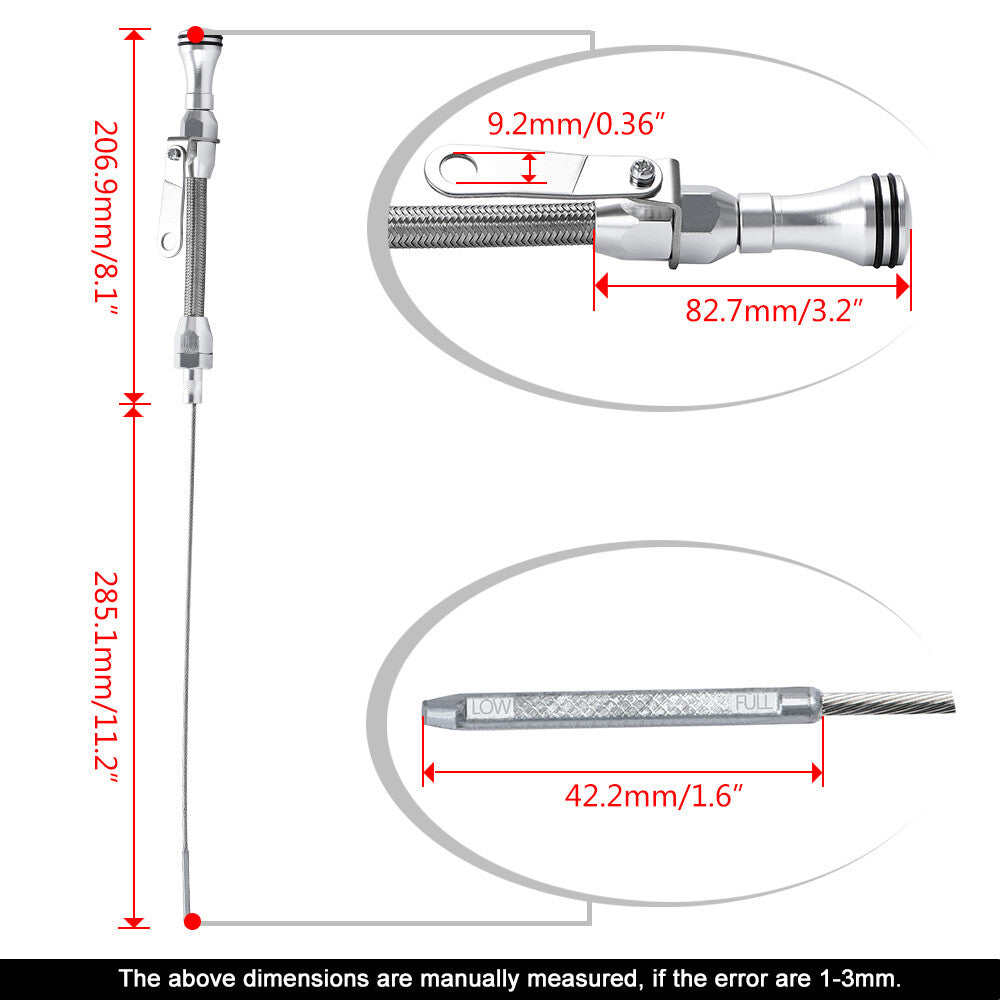 Small Block for Chevy Chrome Flexible Oil Dipstick PASSENGER Side 305 350 1955-1979