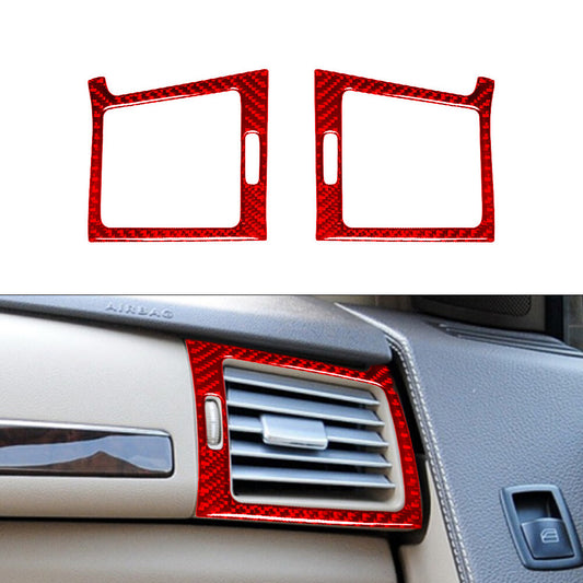 Red Left & Right Air Vent Trim Cover Carbon Fiber for Mercedes R-Class 2009-2012