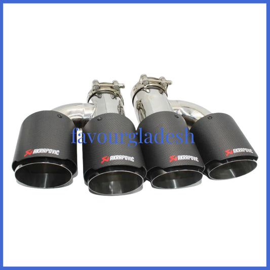 2PCS: ID:2.5 (63mm) OD:3.0 (76mm) Akrapovic Carbon Fiber Exhaust Tip Dual Pipe