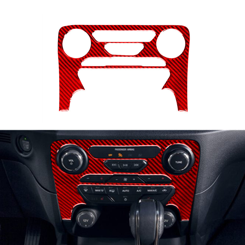 Red Carbon Fiber Center A/C Control Panel Cover Trim for Ford Ranger 2019-2022