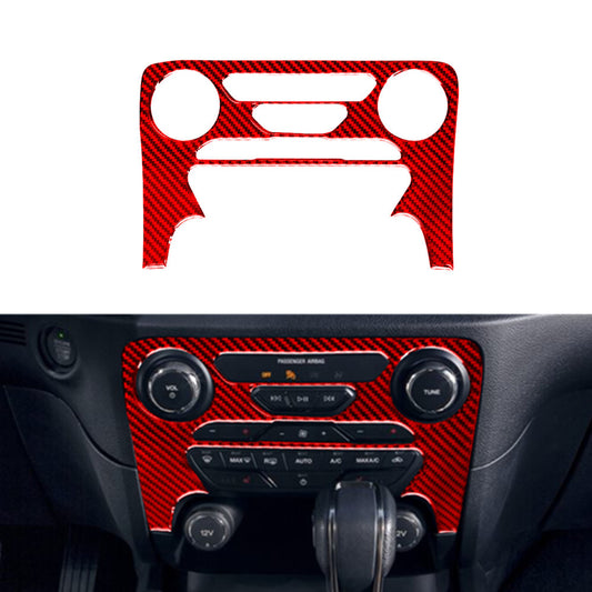 Red Carbon Fiber Center A/C Control Panel Cover Trim for Ford Ranger 2019-2022
