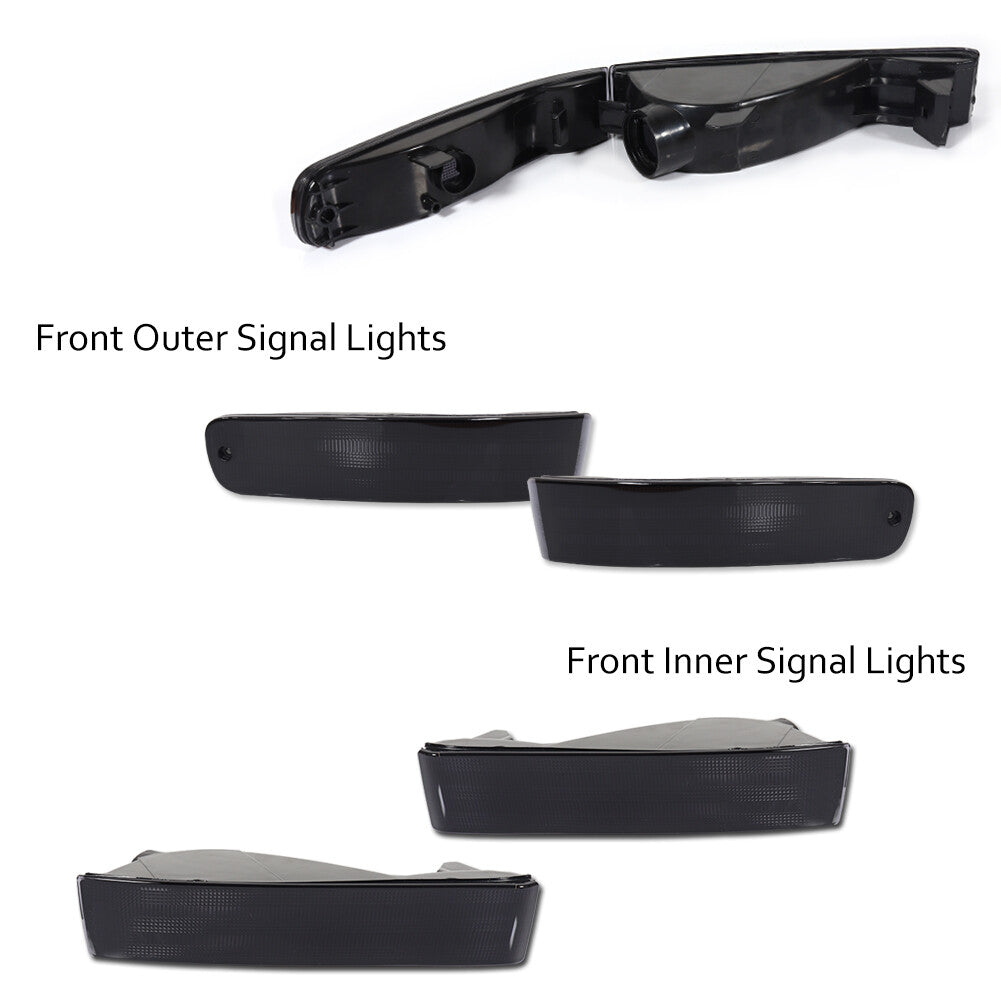 Smoked front bumper turn signals [interior and exterior] for 1992-1996 for Honda Prelude COMBO