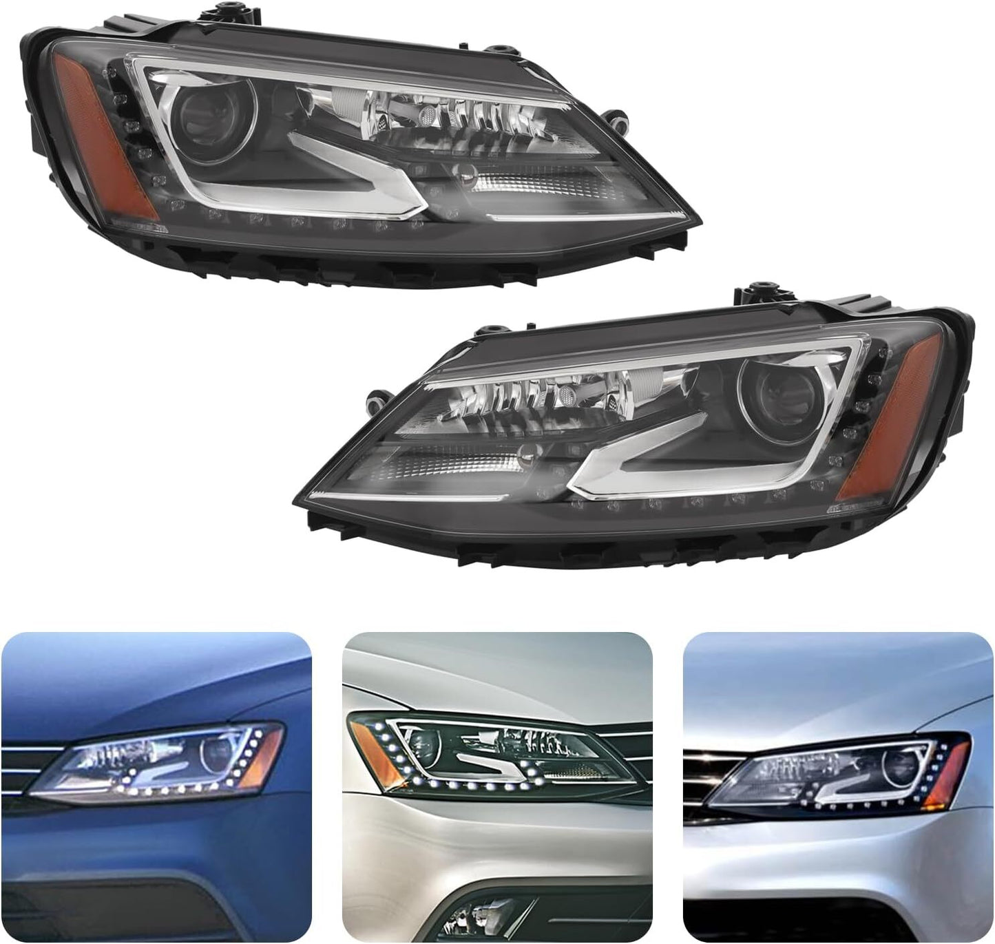 Xenon/HID Headlight Assembly w/LED DRL Left Right Side For 2015-2018 for VW for Jetta