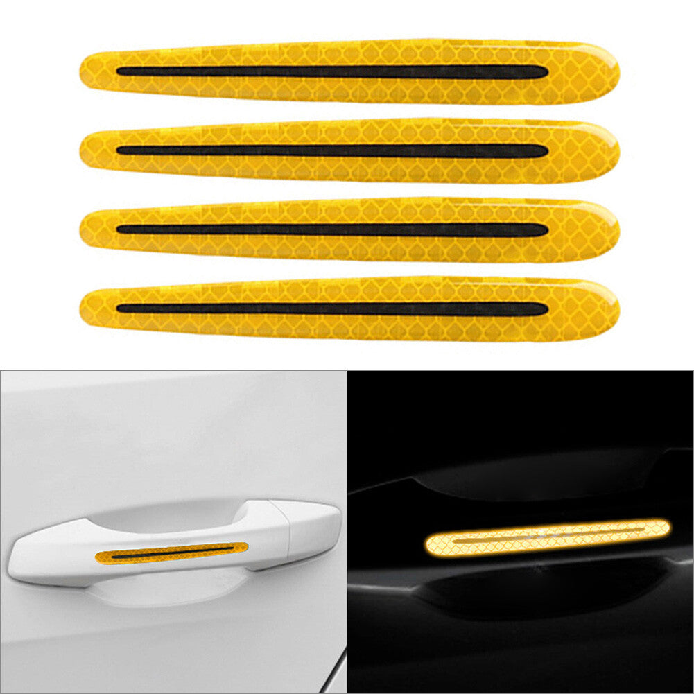 Carbon Fiber Car Door Handle Reflective Car Sticker Scratches Protection Red GLD