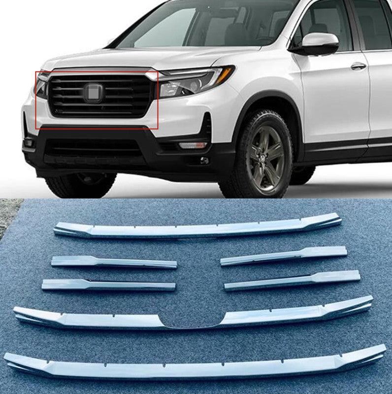 for Honda Ridgeline 2022-2023 Chrome Front Center Mesh Grille Grill Cover Trims