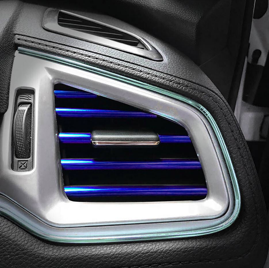 10-Piece Car Air Conditioner Socket Decorative Molded Strip in Blue for Nissan