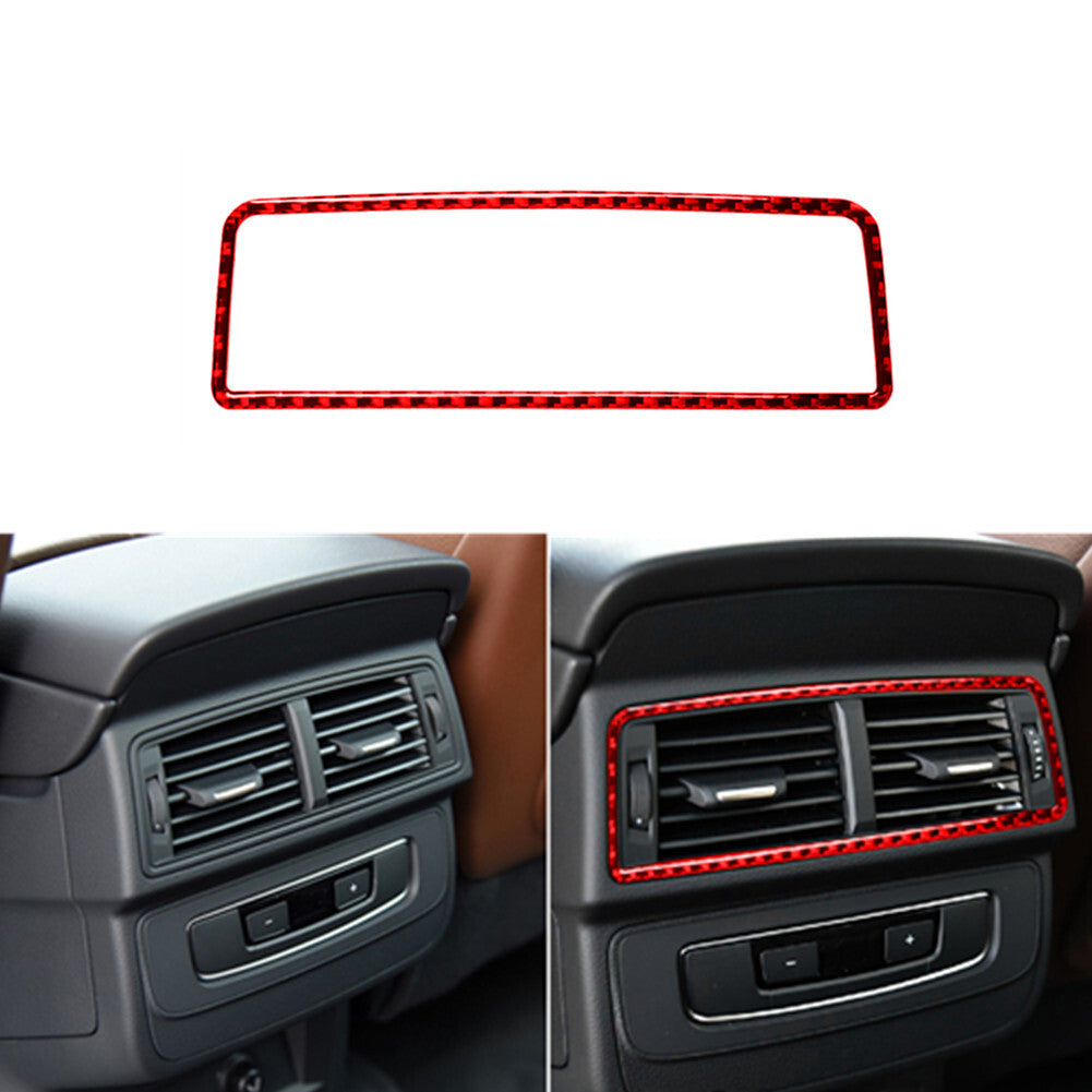 Red Carbon Fiber Interior Rear Air Vent Outlet Cover Trim for Audi Q7 2016-2019