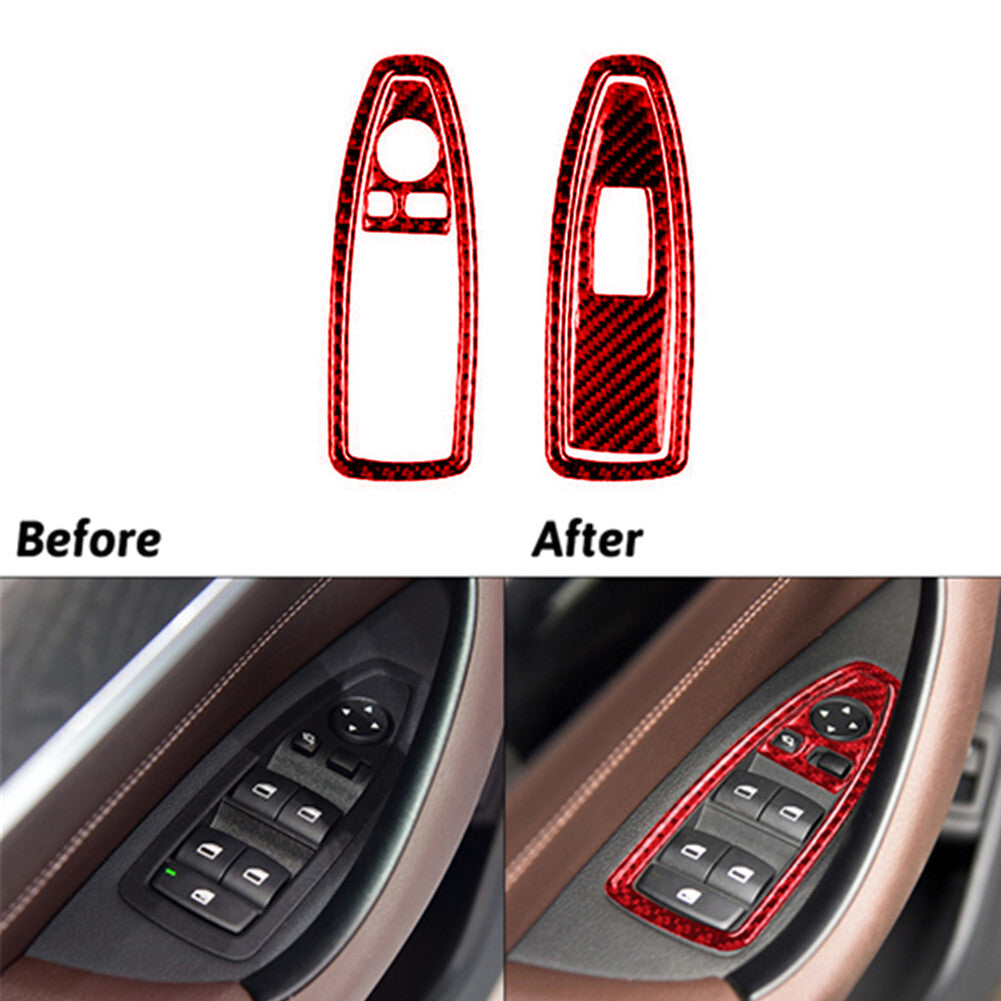 4Pcs Red Carbon Fiber Front Window Panel Cover Trim for BMW X1 F48 2016-2018