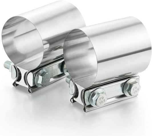 2-Pack 5-inch Butt Connector with Clamp Hose Exhaust Muffler Coupling SS304