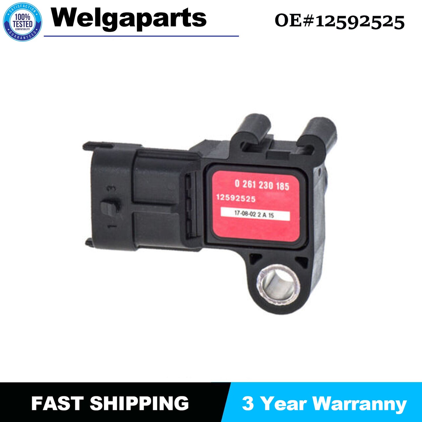 0261230185 For GM for Corvette Camaro CTS 3 Bar LSA 12592525 Supercharged MAP Sensor