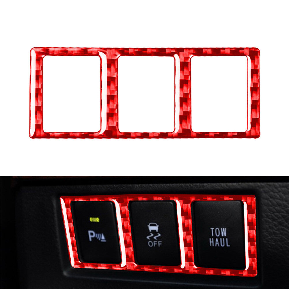 Interior Mode Switch Cover Trim Car Carbon Fiber for Toyota Tundra 2014-2021 Red
