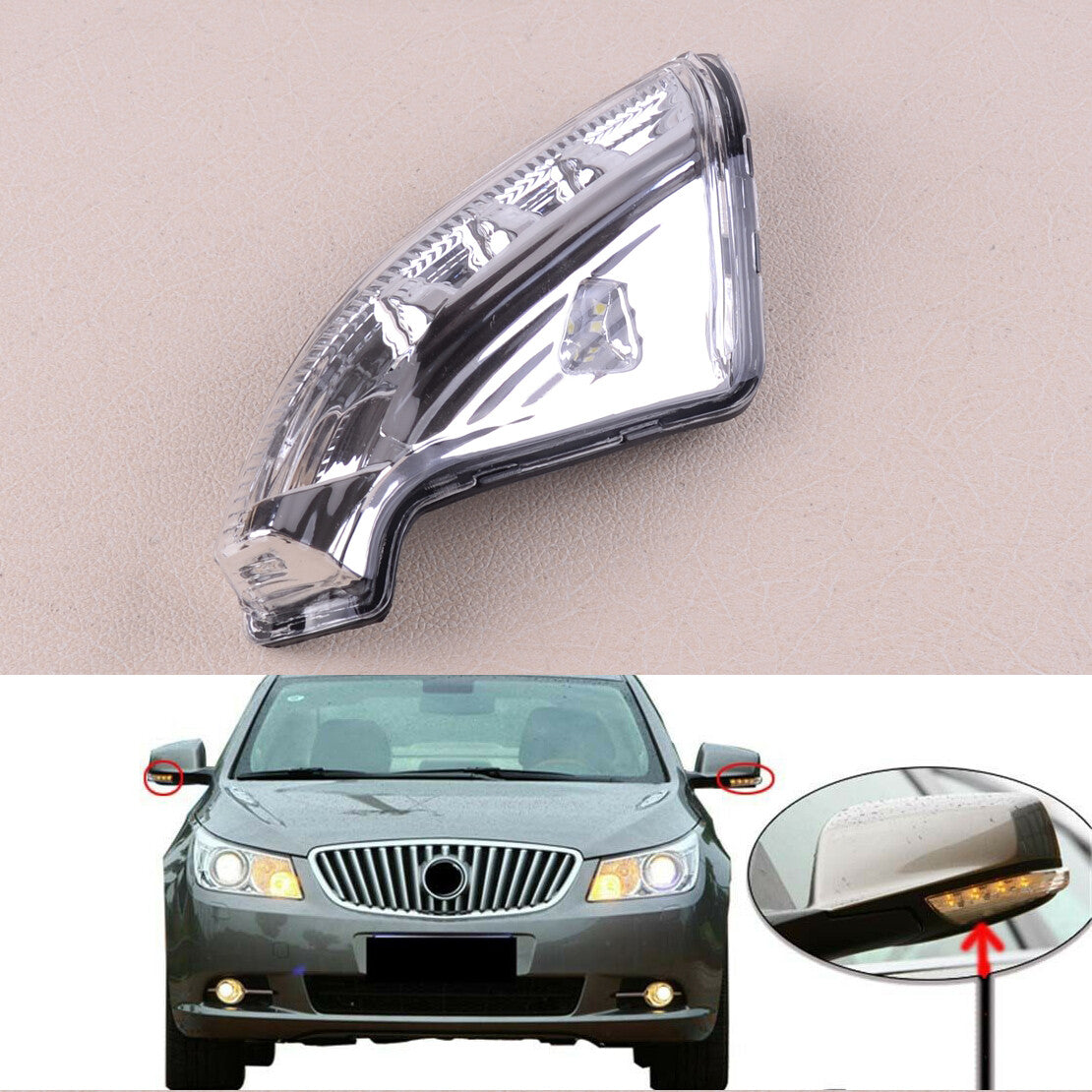 Front Right Side View Mirror Turn Signal Light Fit for Buick Lacrosse 09-15 Car
