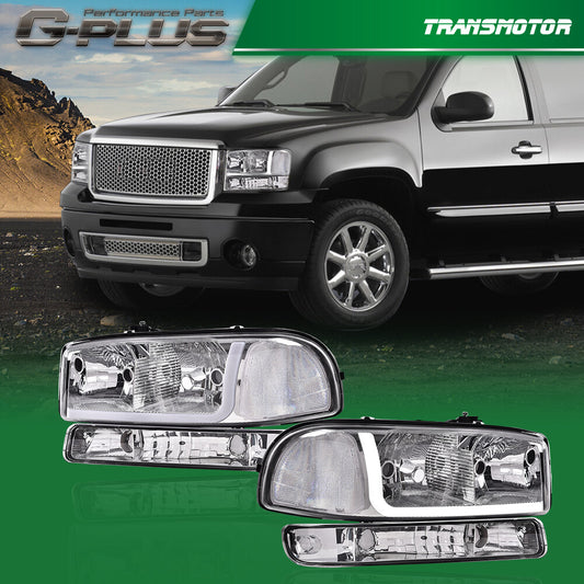 Suitable for 99-07 for GMC for Sierra / for Yukon LED DRL clear chrome headlights + bumper lights
