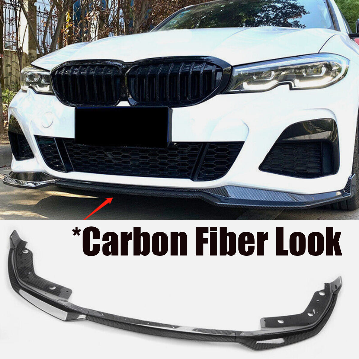 FOR 19-2022 for BMW 3-SERIES G20 M340I M SPORT CARBON FIBER FRONT BUMPER SPOILER LIP
