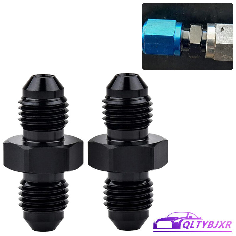 2Pcs 4AN to 4AN Male Flare Coupler Union Straight Fuel Hose Adapter Fitting Blk