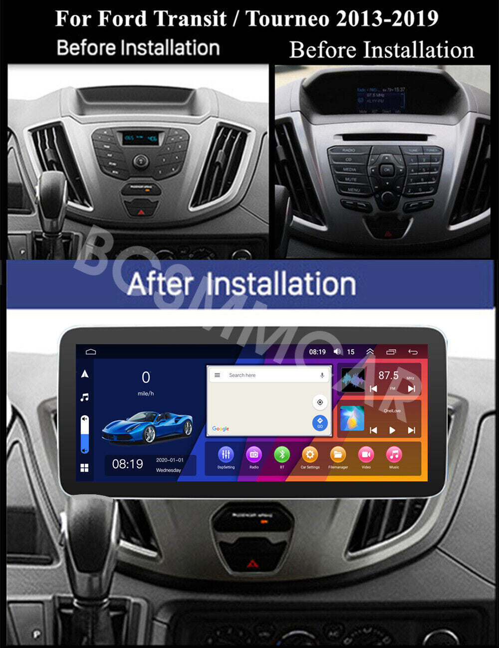 2+32G Car Stereo Radio GPS Carplay WIFI Fit for Ford Transit Custom 2013-2019
