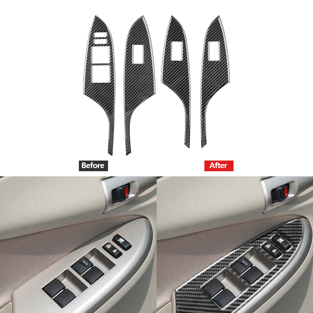 Carbon Fiber Window Switch Lift Panel Cover Trim for Toyota for Corolla 2007-2013