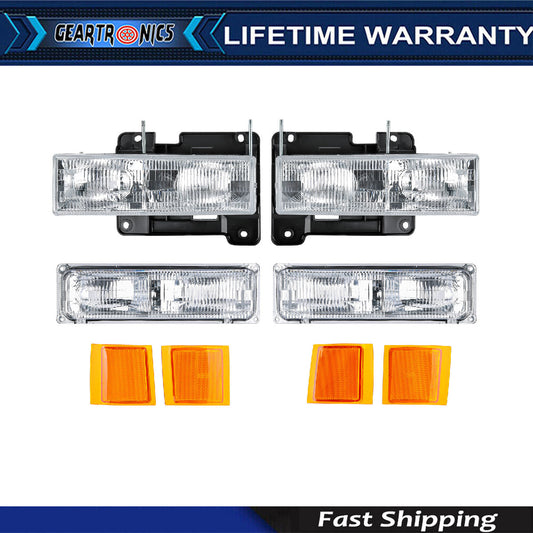 Headlights For 1994-1998 for Chevy Silverado C10 C/K 1500 2500 3500 w/ Bumper SY