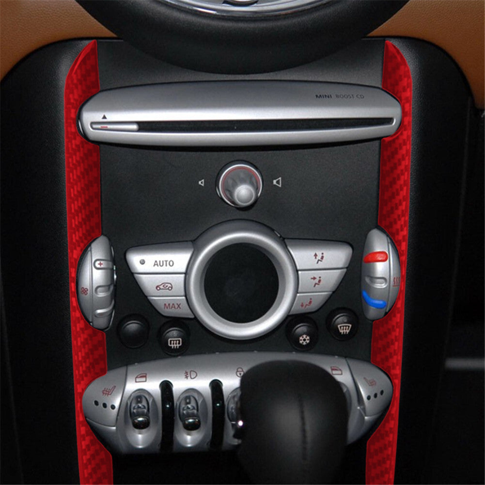 Red Carbon Fiber Center Console Side Trim for Mini Cooper R55 R56 07-10