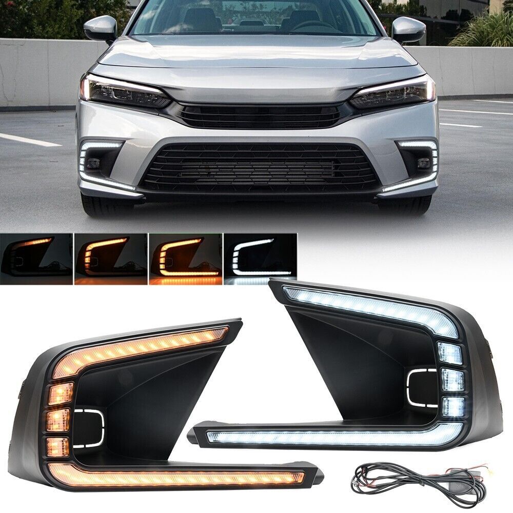 Applicable to 2022 and 2023 for Honda for Civic LED DRL daytime running lights, fog lights, and turn signals.
