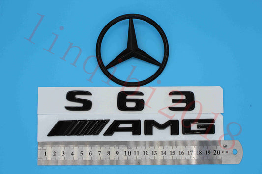 Gloss Black S63 AMG Trunk Logo Sticker Decal Emblem Badge Package for W221 S63