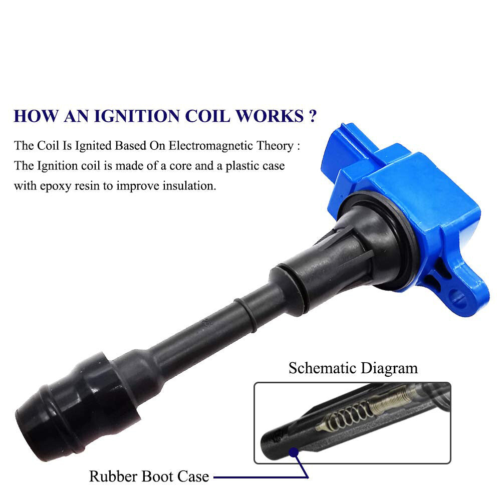22448-8H315 4Pcs Ignition Coils for Nissan Altima Sentra X-Trail 2002-2013 2.5L