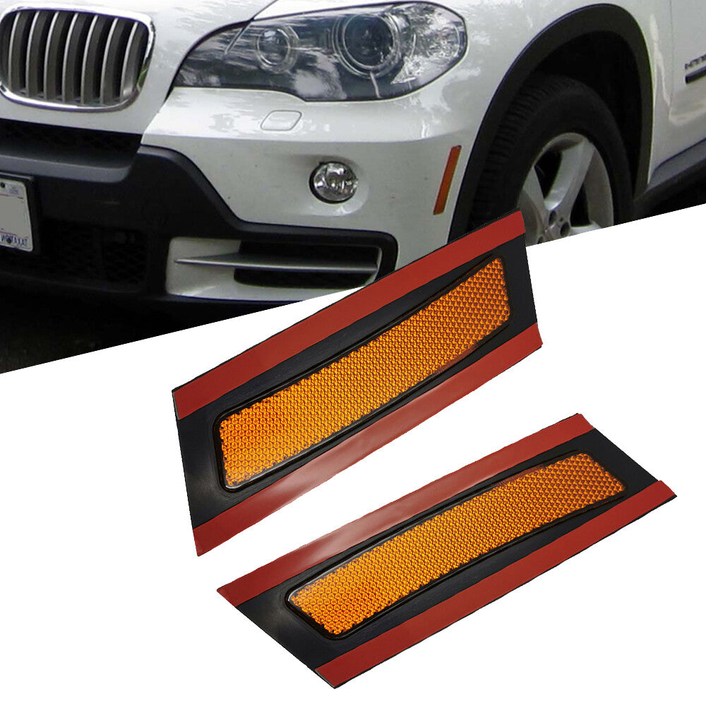 RH  LH Amber Front Bumper Side Marker Lights Reflector for BMW E70 X5 2007-2010