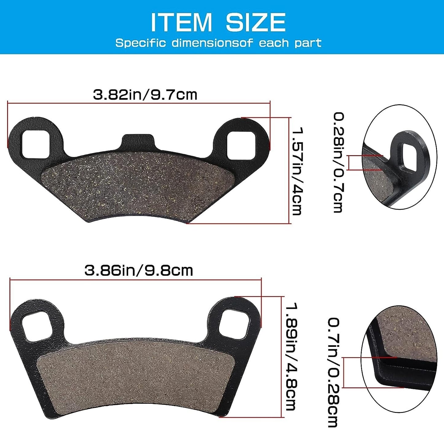 Brake Pads for Polaris RZR 800 EPS 2010-14/RZR 570 EPS 2013-15/RZR 570 EFI 12-13