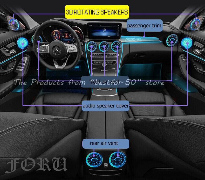 for Mercedes w205 Ambient Light Accessories 2015+ 64 Colors Rotating Speaker