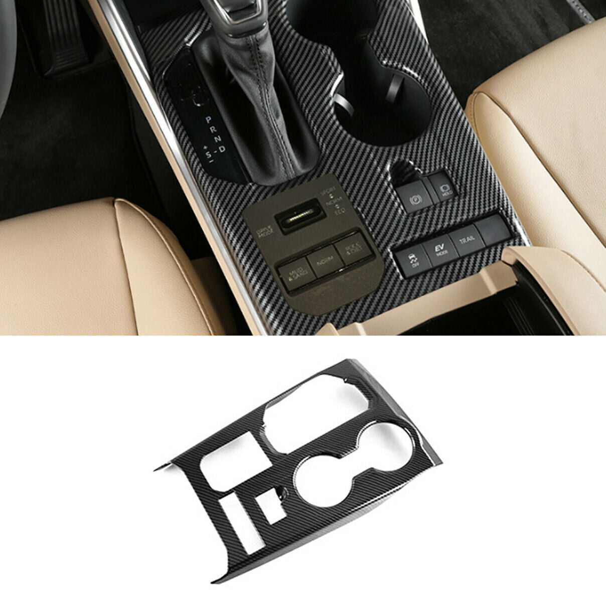 Carbon Fiber Gear Shift Box Panel Cover Trim LHD for Toyota Highlander 2020-2022