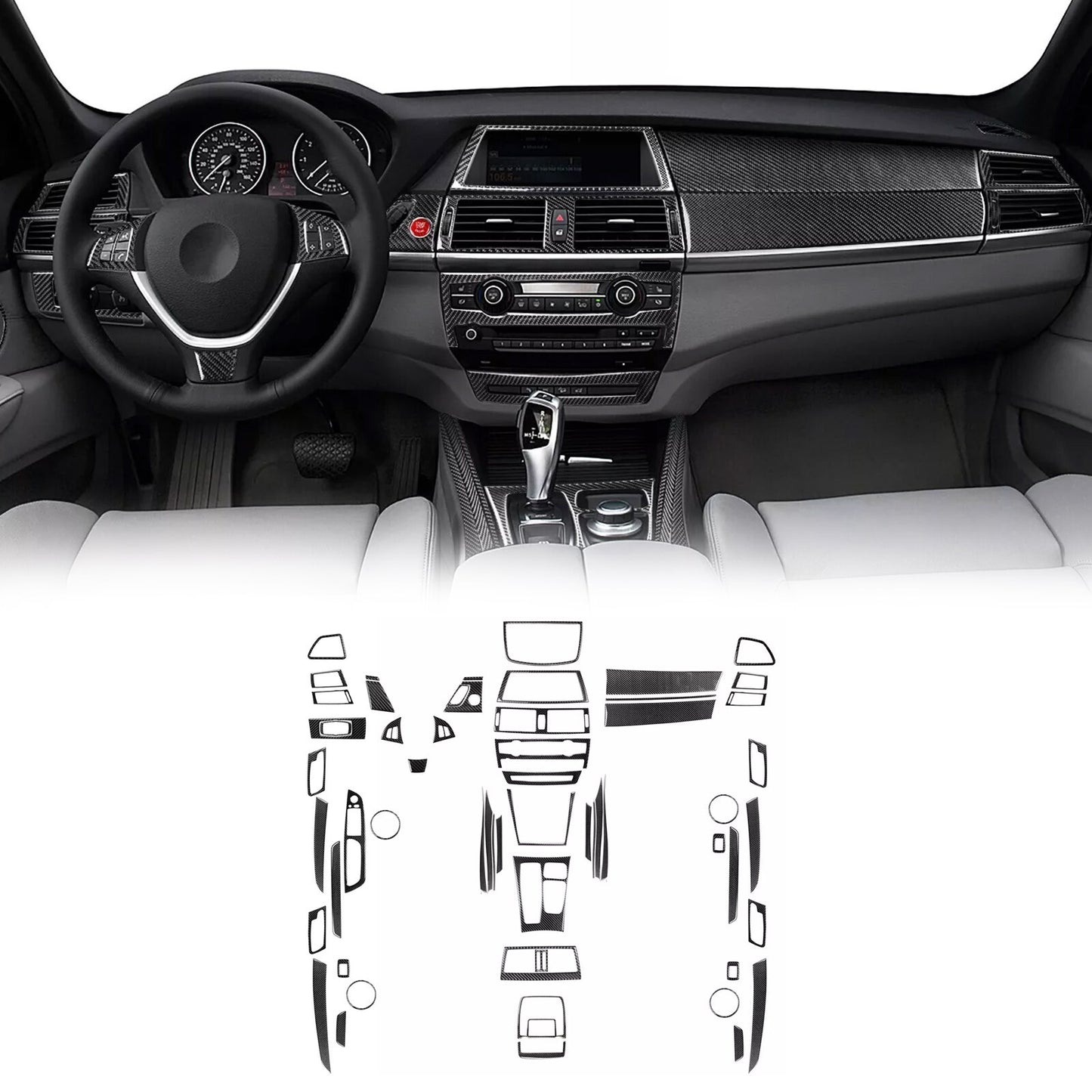 70Pcs Carbon Fiber Kits Full Interior Cover Trim For 2007-2013 for BMW X5 E70 X6 E71