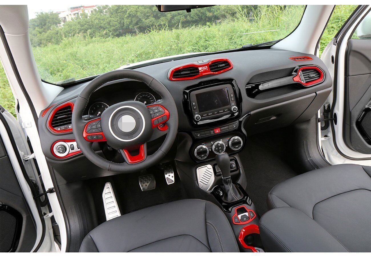 for Jeep Renegade 2016-2023 ABS Red Interior Accessories Full Kit Decor Trim 12x