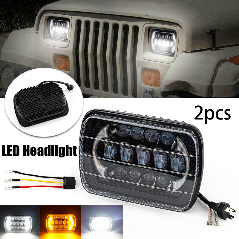 A pair of 5x7-inch and 7x6-inch LED headlights (DRLs) are suitable for Ford E-150, E-250, Econoline, Van Club Wagon.