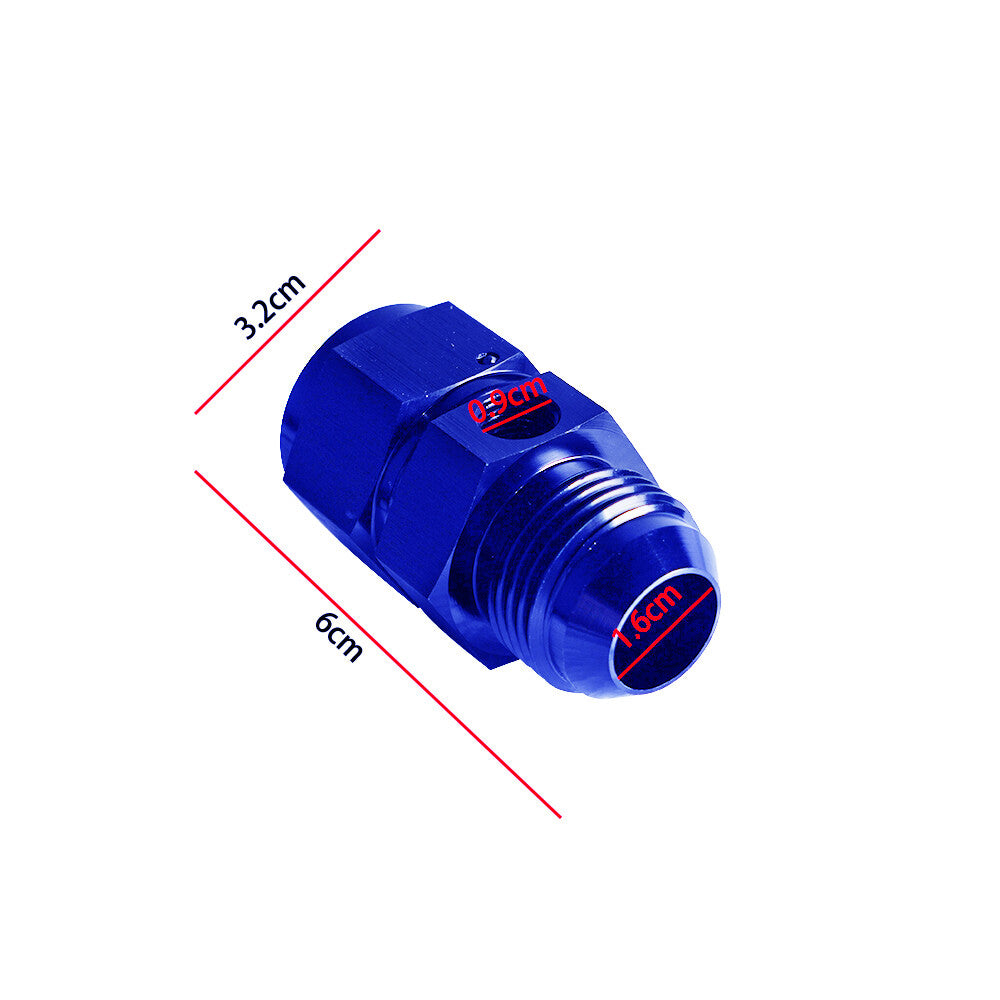 12AN Straight Fitting Adapter AN12 Male to Female 1/8NPT Gauge Fuel Hose Blue
